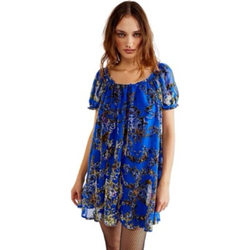 Free People Beautiful Bloom Burnt Velvet Mini Dress/Blouse